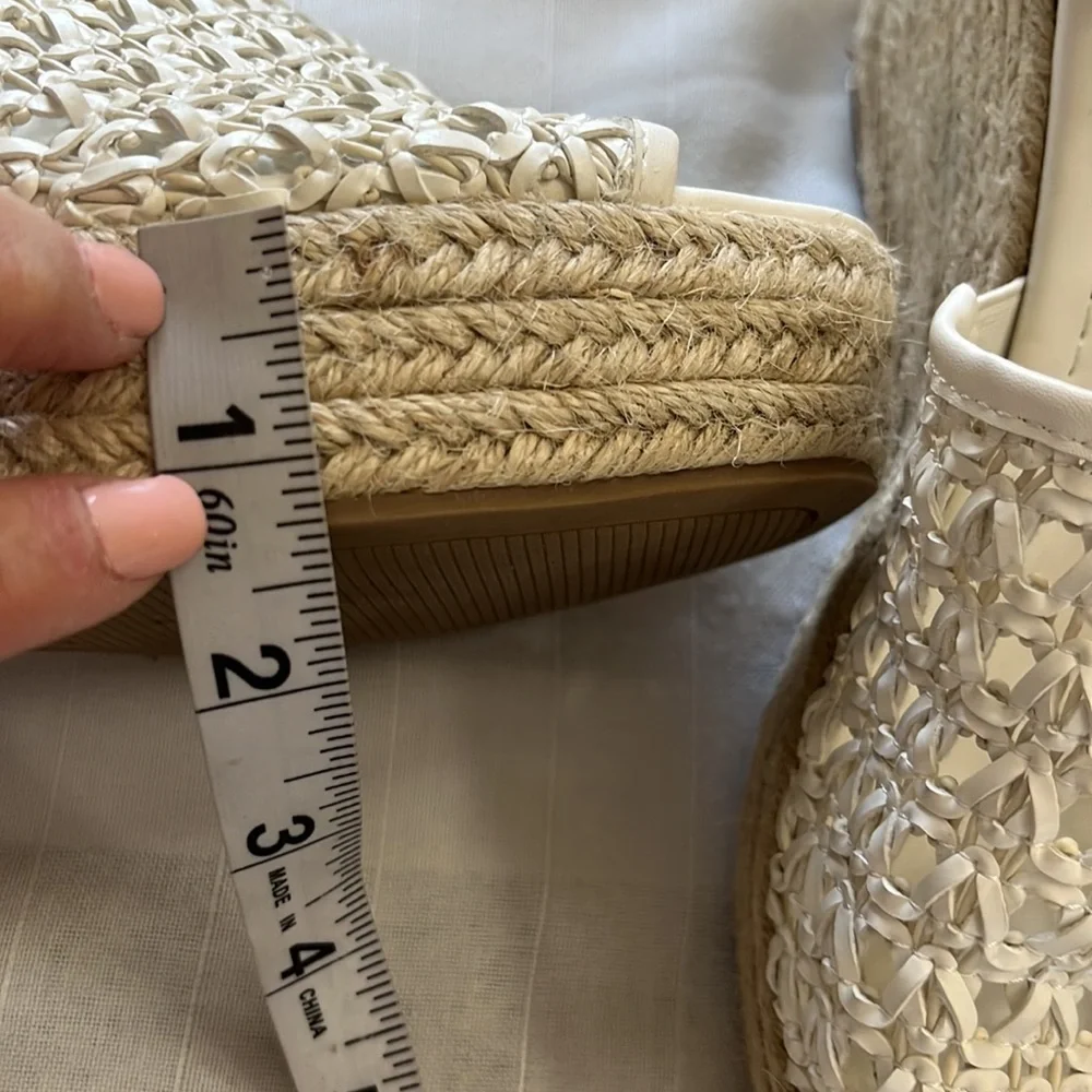 Steve Madden Joni espadrille white wedge platform sandals heels Size 8.5